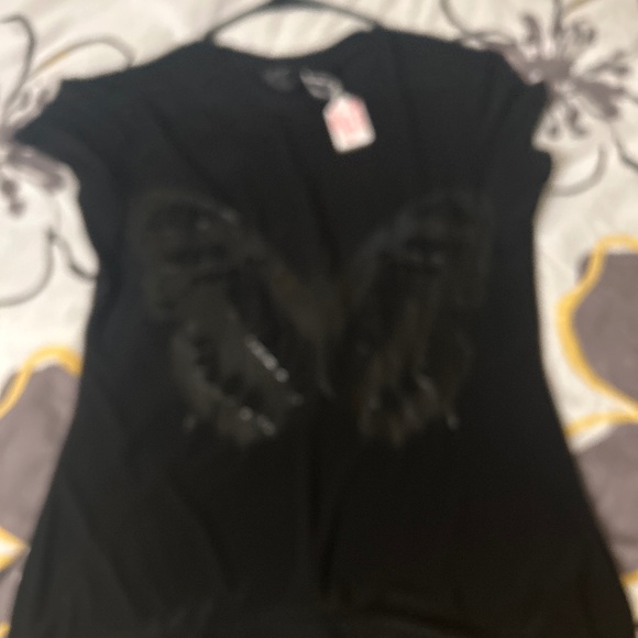 Norma Kamali Tops - 9) Black rayon blend butterfly t shirt by Norma Kamall